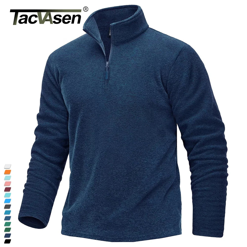 TACVASEN 1/4 Zipper Collar Spring Fleece Sweaters Mens Warm Sweatshirts Breathable Casual Sports Hiking Turtleneck Pullover Tops