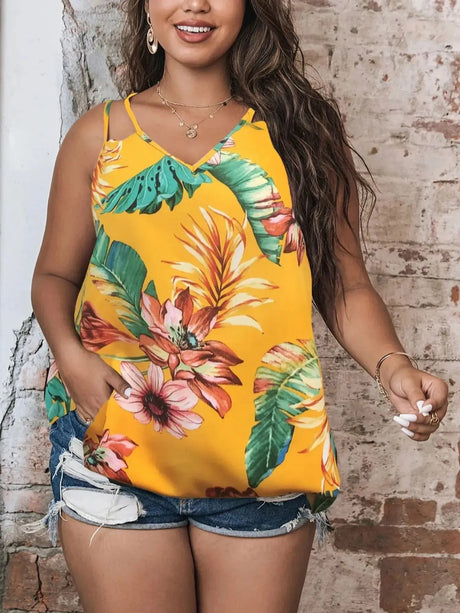 Finjani Plus Size Women Cami Top 2023 All Over Print Tank Tops Stylish Multi-Color Optional Top