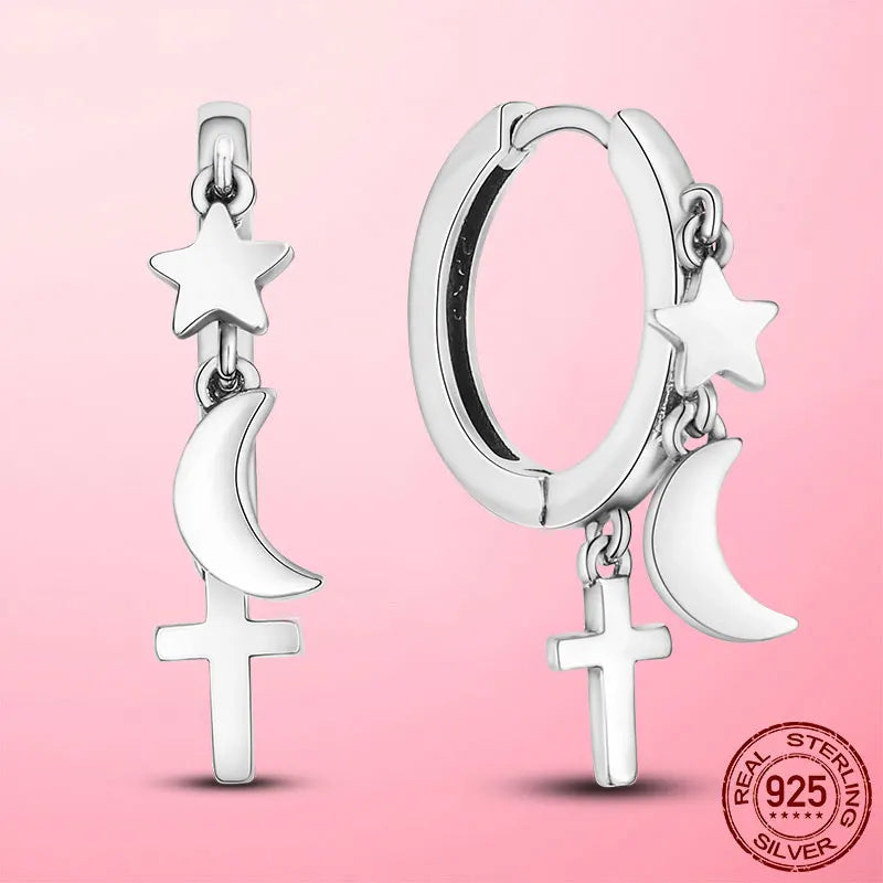 Earrings 925 Silver Asymmetrical Heart Hoop Earrings for Women Fashion Trendy Sterling Silver 925 Earring Original Jewelry Gift