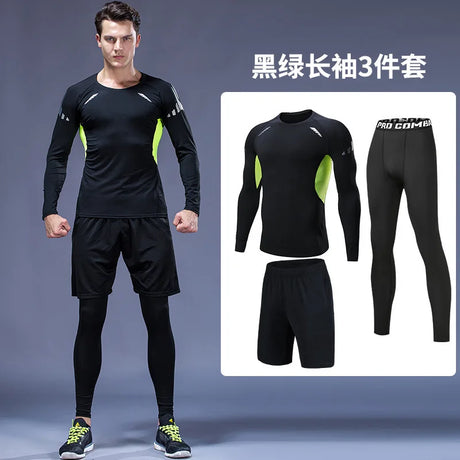 Quick-drying tights set men's running fitness training clothes cycling sports thermal underwear high elastic leggings