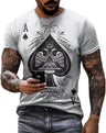 Men's Poker Pattern Printed T-shirt Casual Short Sleeve O-Neck Tops 3D Pattern Summer Men Retro Tee Fun Casual Shirt Clothing