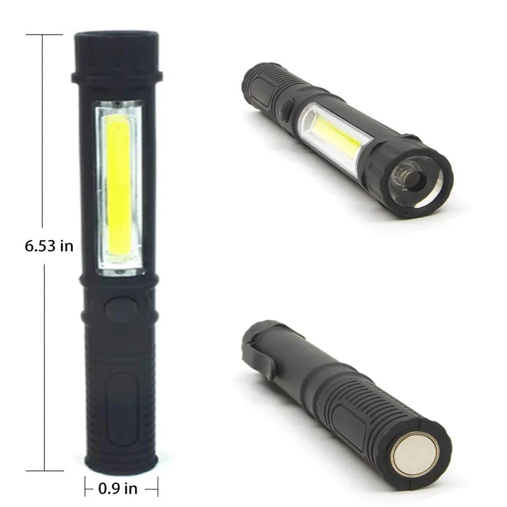 6000Lumens COB LED Work Flashlight Magnetic Base and Clip Multi-Function Pocket Pen Light Inspection Work Light Car Repair Tool