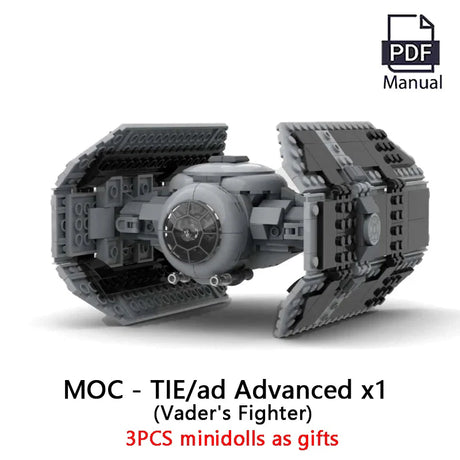 NEW 453Pcs MOC Spaceship TIE/ad Advanced x1 Vader's Fighters Building Blocks Modified from Tie Bomber Bricks Model DIY Toys Gift