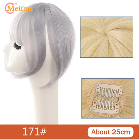 MEIFAN Middle Part Fake Bangs Fringe Synthetic Topper Hairpiece Clip-In Bang Extension Natural Invisible Clourse Hairpiece Women