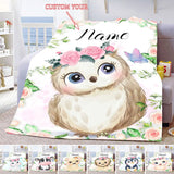 Custom Name Blanket Kawaii Baby Girl Boy Kids Personalized Blankets Cartoon Animal Cute Soft Flannel Throw Blanket Birthday Gift