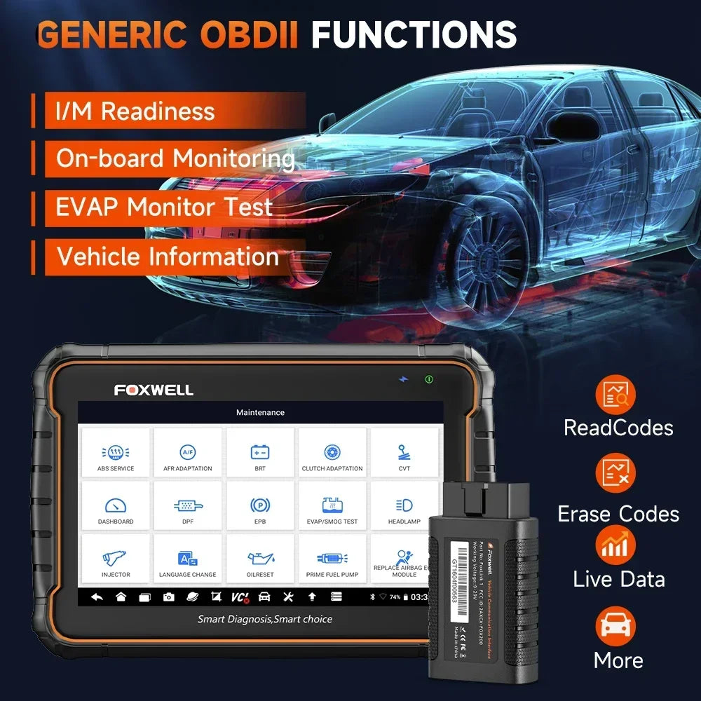 Foxwell GT60 OBD2 Bluetooth Car Diagnostic Tools Professional All System Oil Reset A/F Adjust 24 Reset OBD 2 Automotive Scanner