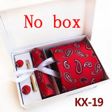 Ties For Men Luxury Tie Set Gift Box Jacquard Necktie Pocket Square Clip Cufflinks Handkerchief Corbata