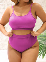 0XL - 4XL Ribbed Bikini Large Size Swimwear Plus Size Women Swimsuit Female Two-pieces Bikini set Bather Bathing Suit Swim V3774