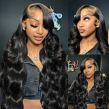 250 Density 13x6 HD Transparent Body Wave Lace Front Wig Human Hair Brazilian 30 40 Inch 13x4 Lace Frontal Wigs For Women