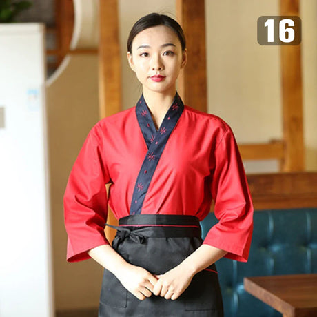 Unisex Japanese Korea Style Cook Uniform Shirts Kimono Waiter Work Wear Tops Chef Sushi Restaurant Overalls Waiter Work Jackets