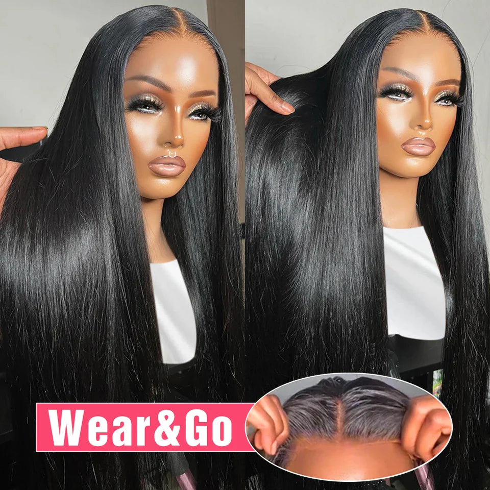 Glueless Preplucked Human Hair Wigs Ready To Wear And Go Straight 13x6 HD Lace Frontal Human Hair Wig On Sale Clearance Pre Cut