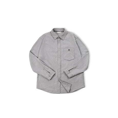 Maden 2023 Autumn Winter Casual Flannel Cotton Shirts Grey Business Long-sleeved Plain Shirt Men's Brand Social Formal Blouses