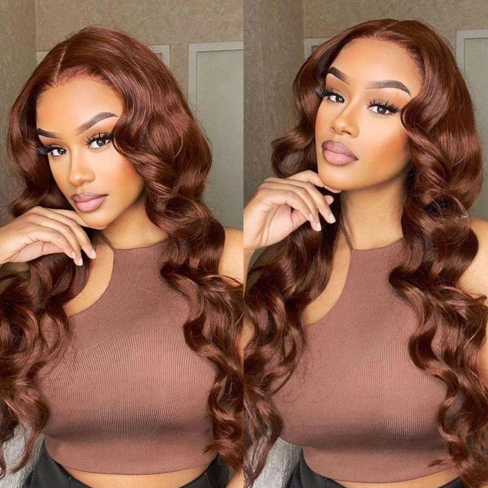 Chocolate Brown Lace Front Human Hair Wigs For Women Brown Body Wave 13x6 Hd Lace Frontal Wig Female Pre Plucked Glueless Wig