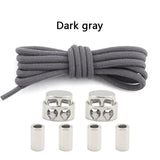 1Pair Round Elastic Laces Sneakers Lock Shoe Laces Without Ties Metal Buckle Laces Kids Adult No Tie Shoelaces Shoes Accessories