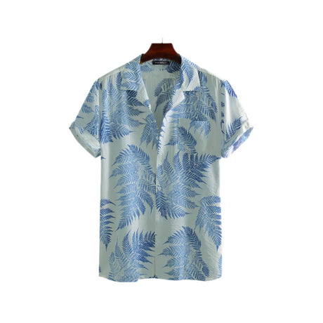 2023 New Hawaiian Red Leaf Tropical Shirts Floral Men Dazn Tops Summer Casual Short Sleeve Button Chemise Loose Vacation Beach