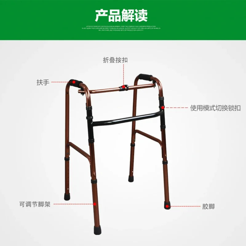 Aluminum Alloy Walker for Disabled Folding FourLegged Support Elderly Rehabilitation Mobility Aids Equipment