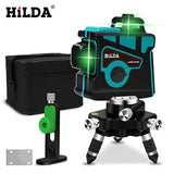 HILDA Laser Level 12 Lines 3D Level Self-Leveling 360 Horizontal And Vertical Cross Super Powerful Green Laser Level