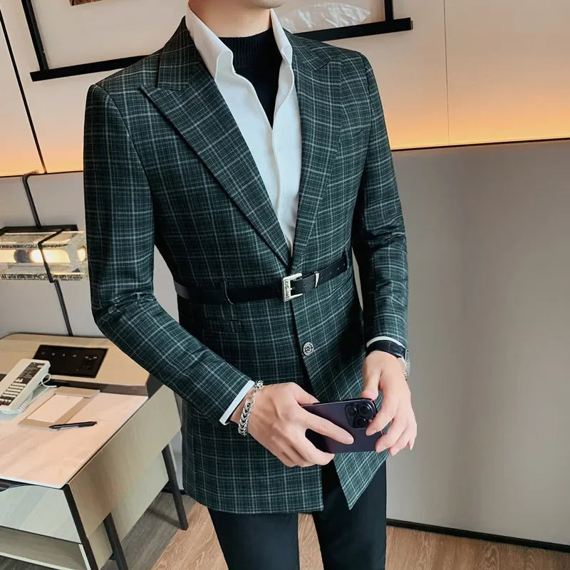 High Quality Fashion All Fashion Casual Solid Color Handsome Smart Casual  Four Seasons  Blazers  Polyester  Single Breasted