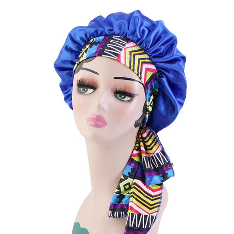 New Women Satin bonnet With Elastic Tie Band Night Sleep Cap Hair Care bandana Nightcap Unisex Cap Bonnet De Nuit Shower Turban