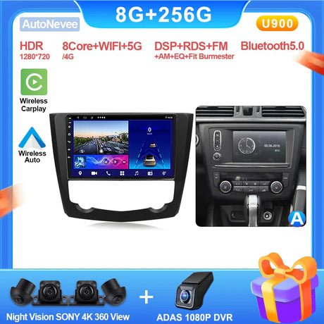 9 Inch Carplay Android Radio For RENAULT KADJAR 2015 - 2019 Intelligent System 8 core Multimedia Player Touch Screen 5G Display