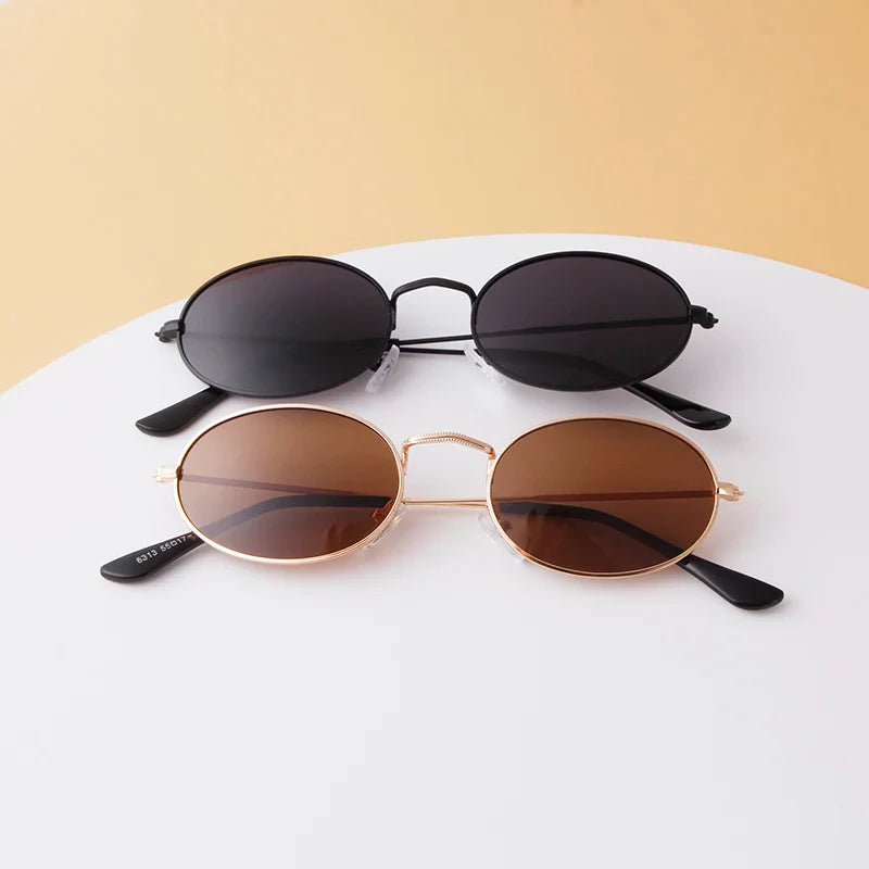 2022 New Polarized Men's Sunglasses Fashion Metal Oval Small Frame Shades Glasses Vintage Trend Punk  All-Match Sun glasses  MEN