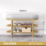 Nordic Shoe Bench Soft Cushion Multifunctional Shoe Rack Metal Frame Home Furniture Hallway Shoe Rack Bench