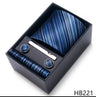 Luxurious Dropshipping 8 cm Birthday Gift Silk Tie Hanky Pocket Squares Cufflink Set Tie Clip Necktie Box Geometric