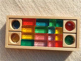 New Design Montessori Toys See Through Rainbow Lucite Stacking Blocks Acrylic HighTransparent for Kids Open Play