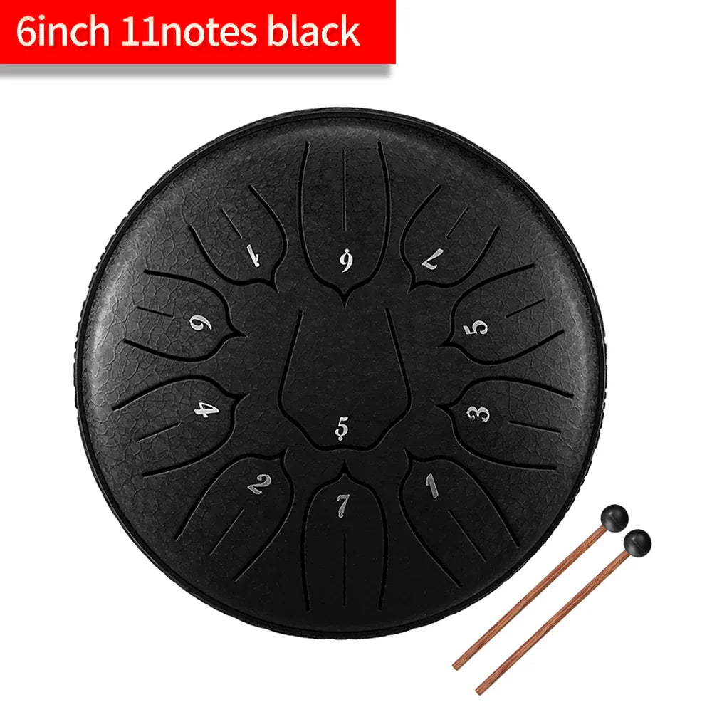 Steel Tongue Drum 8 Inch / 6 Inch 11 Notes Handpan Drum Drumstick Mallet Finger Percussion Tongue Tambourine for Meditation Yoga