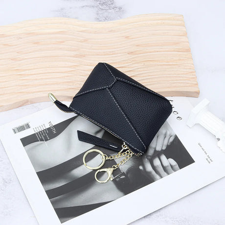 Custom Initials Fashion Coin Purse Genuine Leather Puzzle Luxury Brand Wallet Engrave Name Portable Business Woman Card Holder