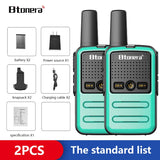 Btoera 2 Pcs Mini Walkie Talkie PMR 446 Portable Two-way Radio Ht PTT Walkie-talkies 5W 16CH UHF 400-470MHz Portable Radio for