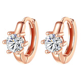 Rose Gold Hoop Earrings For Women 925 Silver Original Pave CZ Heart Ciecle Star Moon U Shape Earrings Luxury Wedding Jewelry