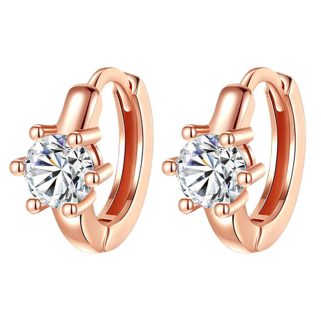 Rose Gold Hoop Earrings For Women 925 Silver Original Pave CZ Heart Ciecle Star Moon U Shape Earrings Luxury Wedding Jewelry