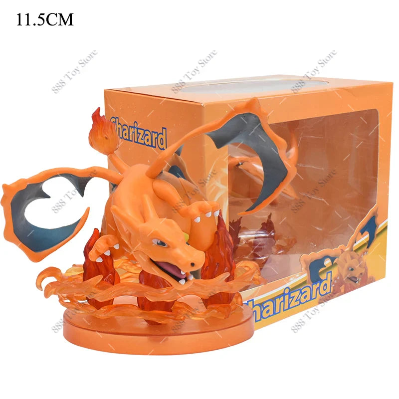 Anime Pokemon Figure Charizard Squirtle Bulbasaur Vulpix Scenes Special Effects Version Figurine Toys PVC Model Collection Dolls