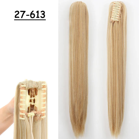 Synthetic Claw Clip On Ponytail Hair Extensions Long Straight 24" Heat Resistant Pony Tail HairPiece BlackBrown Blonde Hairstyle