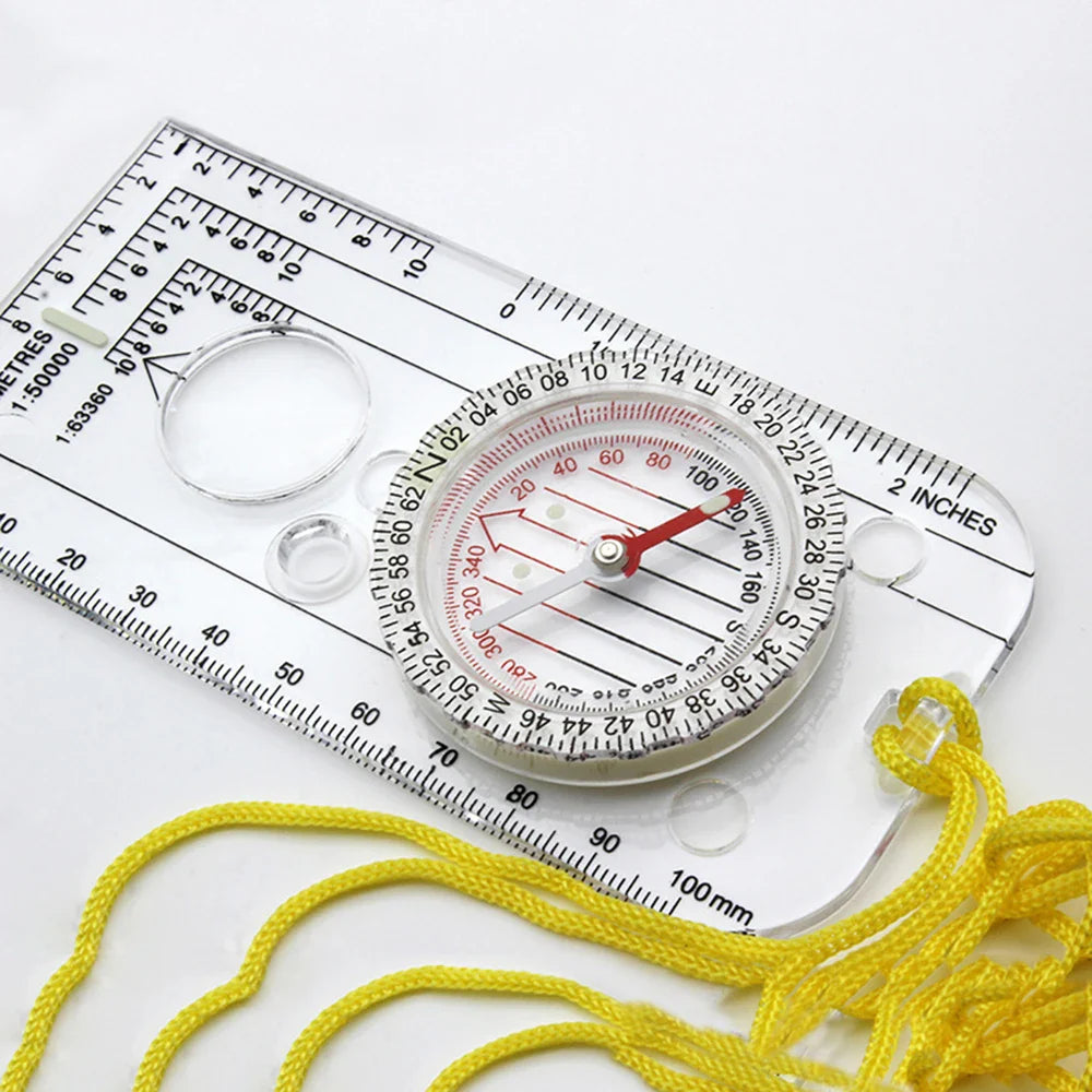 Drawing Scale Compass Navigation Map Reading Ruler Outdoor Camping Hiking Pointing Guide Portable Handheld Compass wholesale