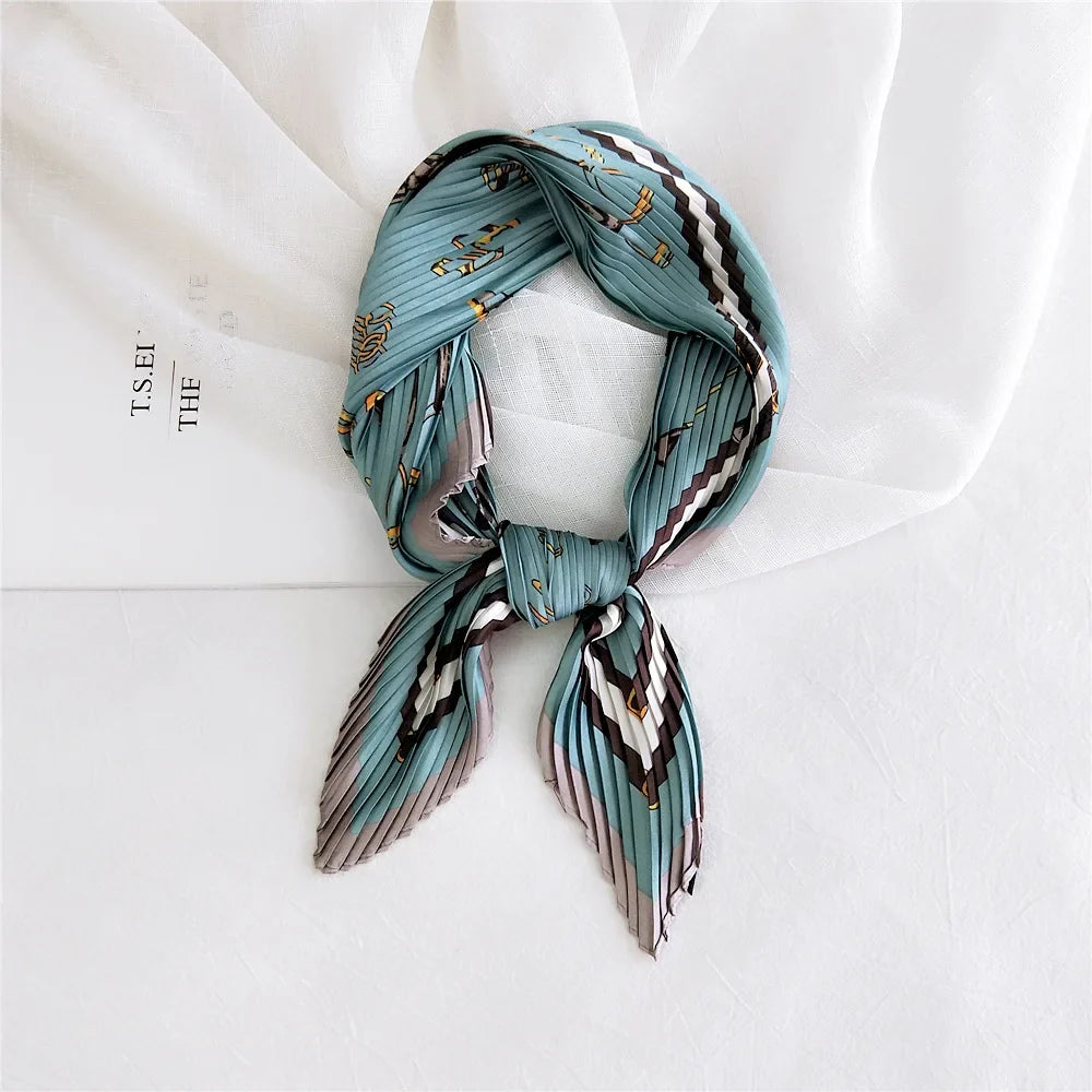 silk scarf women luxury ladies small head scarf wholesale scarves  headwraps pleated chiffon hijabs satin hijabe femme bandanas