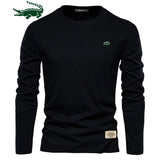 100% Cotton Long Sleeve T Shirt For Men Embroidery Casual Mens T-shirts High Quality Male Tops Classic Clothes Men's T-shirts