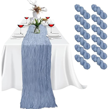 Crinkling Table runner gauze translucency doilies Holiday party wedding tablecloth 90x300cm twist Knit cloth table cover