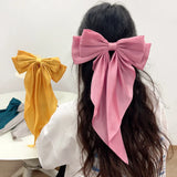 Fashion Two-layers Bowknot Streamer Hairpin Woman Girl Satin Ribbon Barrette Bow Back Head Spring Clip Headwear Hair Accessories