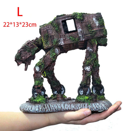 Creative Landscaping Car Robot Dog Transformers Theme Fish Tank Decorations Ornaments Crafts Aquarium Decor Rock Castle