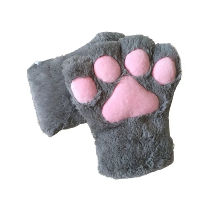 Furry for Cat Paws Gloves Animal Cosplay Costume Lion Bear Padded Mittens