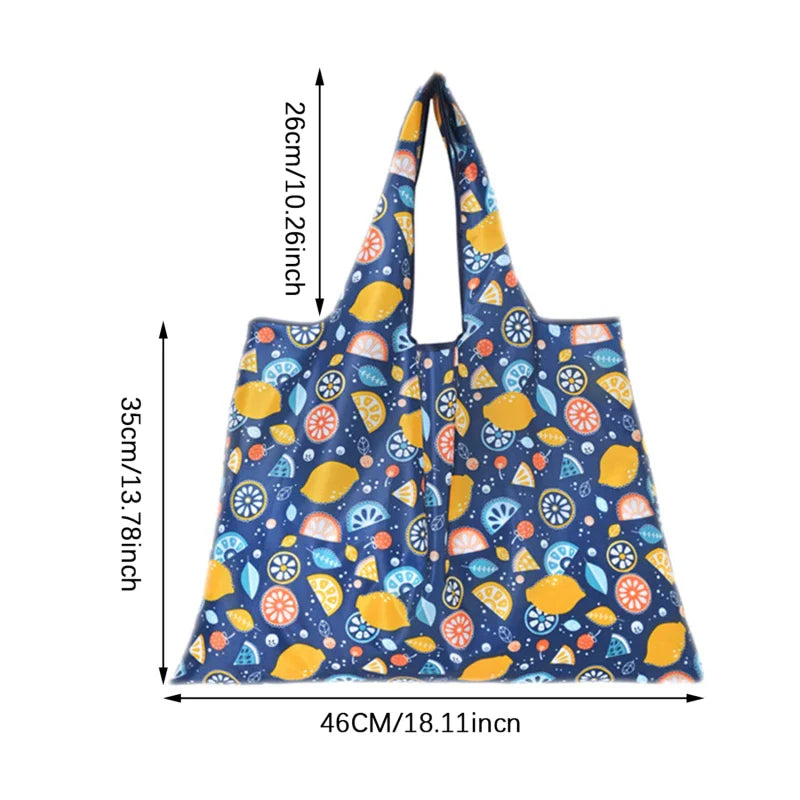 Cat Panda Animal  Flower Pattern Large Folding Shopping Bag Easy to Carry Reusable Large Capacity Eco Storage Handbag