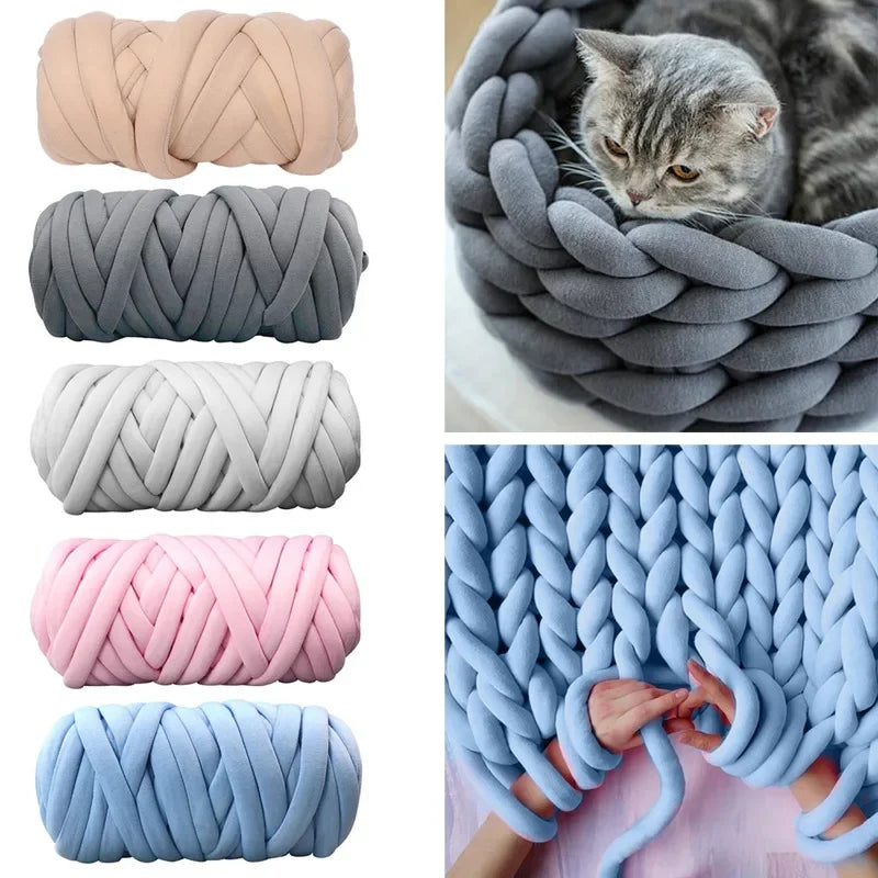 0.5KG Thick Super Bulky Chunky Yarn for Hand Knitting Crochet Soft Big Cotton DIY Arm Knitting Roving Spinning Yarn for Blanket