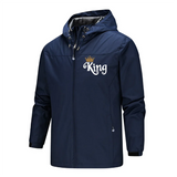 Hot Sale King Logo Printed Men's Lightweight Hooded Zipper Waterproof  Solid Color Fashionable Men's Outdoor Jacket