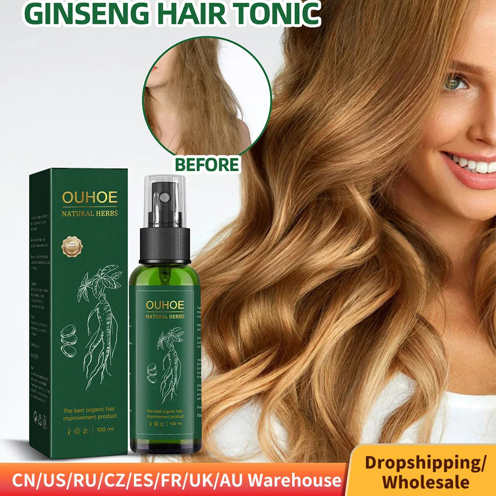 100ml Hair Growth Serum Thickening Moisturizing & Hydrating Herbal Hair Growth Ginseng Serum For Men & Women Anti Hair Loss