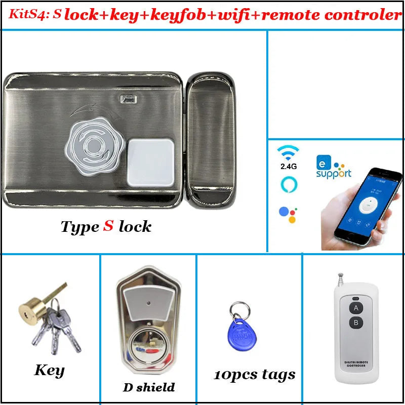 Intelligent Door Lock Video Intercom Compatible Electric Lock OR Wireless Remote Control ID Lock 125khz Wifi Access Control Lock