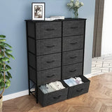 10 Drawers Dresser Fabric Storage Tower Cabinet Bin  Organizer, Black Grey   Organizer Chest