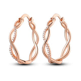 Rose Gold Hoop Earrings For Women 925 Silver Original Pave CZ Heart Ciecle Star Moon U Shape Earrings Luxury Wedding Jewelry