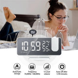 FM Radio Digital Alarm Clock Temp Humidity with 180°  Time Projector Electronic Table Clock 12/24H Snooze Projection LED Clock